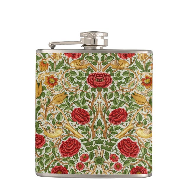Flasques William Morris Rose & Oiseaux Chintz Rouge (Devant)