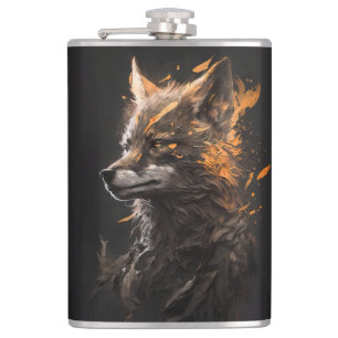 Flasques Wolf Portrait Animal Nature Faune Art Peinture