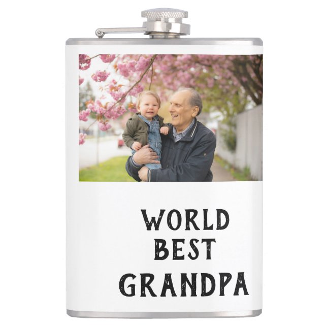 Flasques World best Grandpa photo name father's day grandpa (Devant)