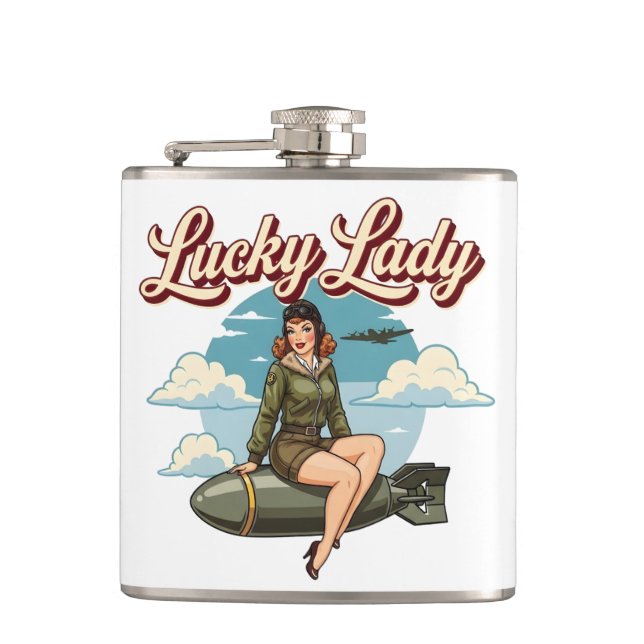 Flasques WWII Bomber "Lucky Lady" Nose Art (Devant)