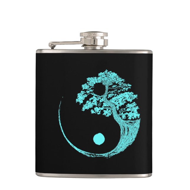 Flasques Yin Yang Turquoise Blue Bonsai Tree Japonais (Devant)