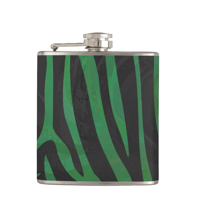 Flasques Zebra Black et Green Print (Devant)