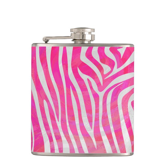 Flasques Zebra Hot Pink et White Print (Devant)
