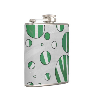 Flasques Zèbre vert et pois blanc