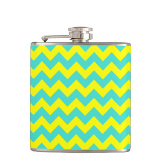 Flasques Zigzag turquoise et jaune