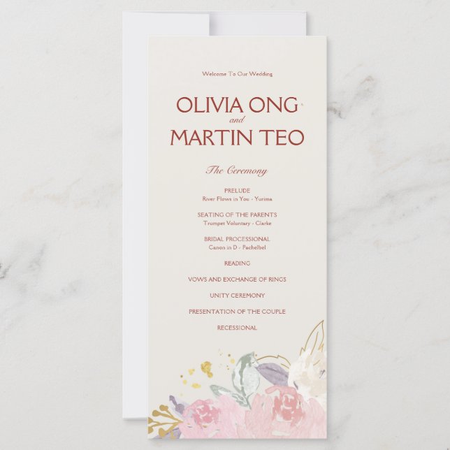 Flat CardElegant Floral Wedding Program Invitation (Devant)