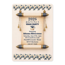 Flat Holiday Card- Editable Scroll Grad Invitation
