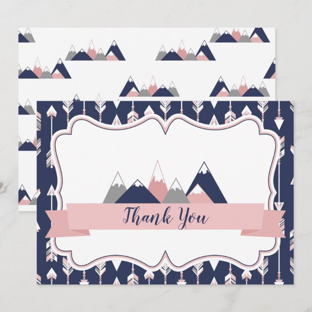 Flat Merci Cartes Montagnes Thème (Devant / Derrière)
