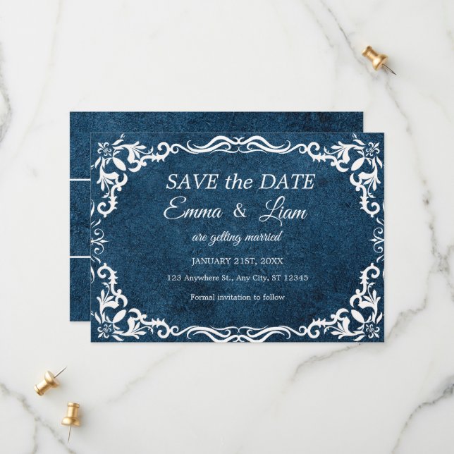 Flat Save The Date Card (Devant/Arrière en situation)