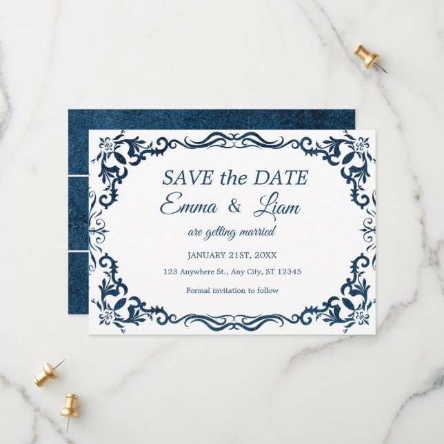 Flat Save The Date Card (Devant/Arrière en situation)