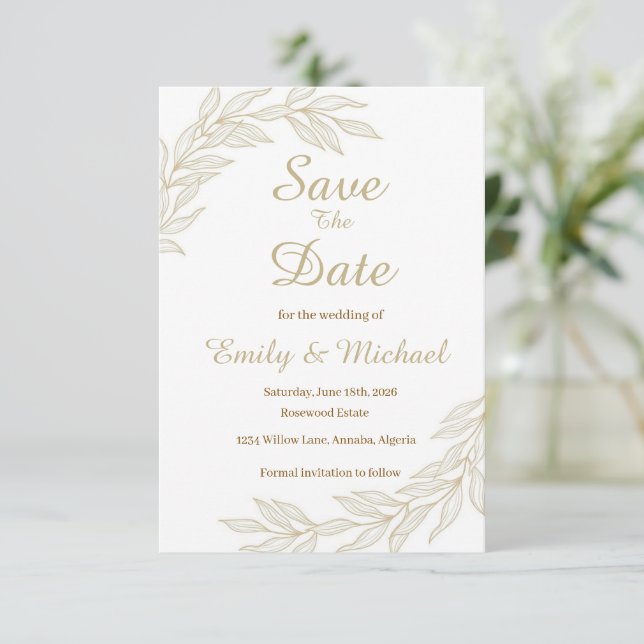 Flat Save The Date Card (Debout devant)