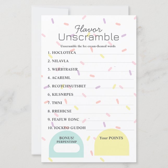 Flavour Frenzy Word Scramble Jeu (Devant)