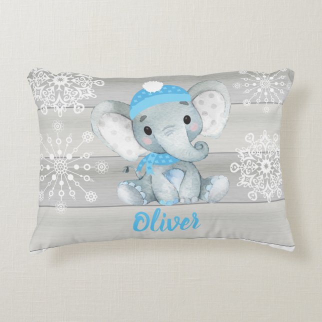 Fléau de neige bleu gris Nom personnalisé Coussin (Devant)