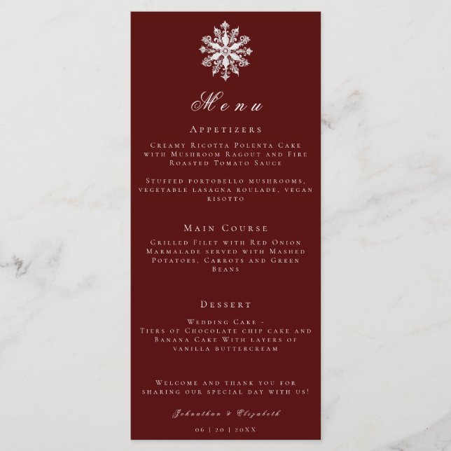 Flèche de neige minimaliste | Menu Mariage rouge (Devant)