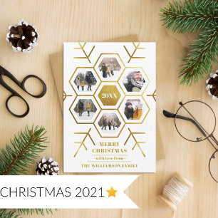 Flèche de neige moderne Gold Foil 6 Photo Carte de