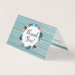 Flèche de remerciement en bois et plume de turquoi