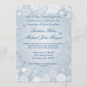 Flèches blanches bleu argenté Faire-part de mariag