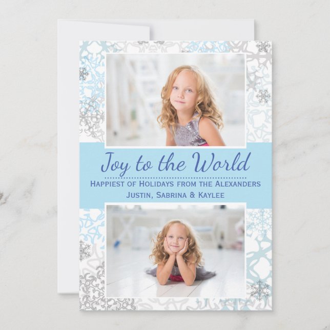 Flèches blanches/bleues 2 Photos - Carte de Noël (Devant)