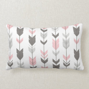 Flèches pliantes Coussin - rose et gris sur blanc