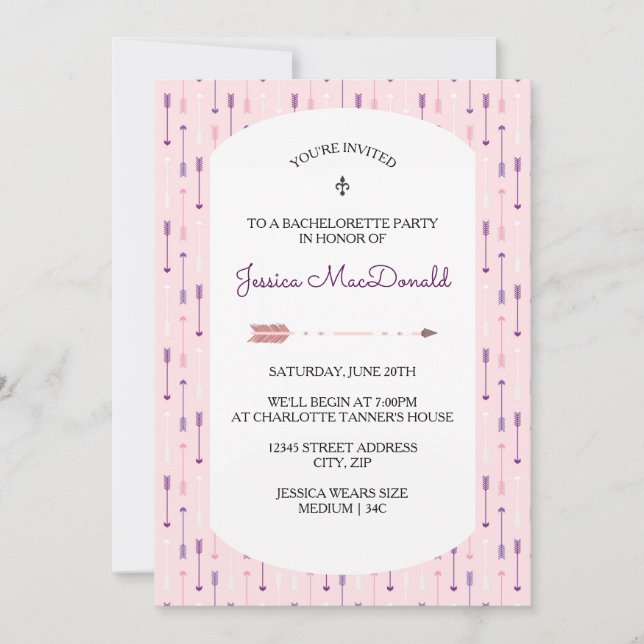 Fleches roses - Invitation à une soirée de bachelo (Devant)