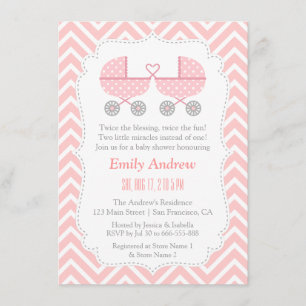 Flèches Twin Girl Baby Shower Invitations