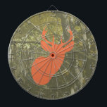 Fléchettes Camouflage et Cible de flechettes orange de cerfs<br><div class="desc">Un panneau de dard comportant une illustration d'un cerf commun orange au-dessus d'un camo de chasse a inspiré l'arrière - plan.</div>