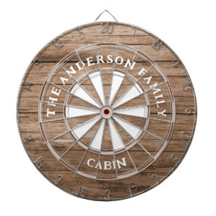 Fléchettes Cartes Rustique en bois foncé Nom de famille Cible