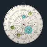 Fléchettes Cible de flechettes atomique iconique de<br><div class="desc">Ce motif atomique iconique de Cible de flechettes de Starbursts comporte les starbursts atomiques iconiques. C'est exact ! La vieille école, arrière - plan crème avec des taches d'or est le contexte parfait pour la turquoise vibrante, le céleri calmant, et les cercles colorés de vert kitschy de poire. Les taches...</div>