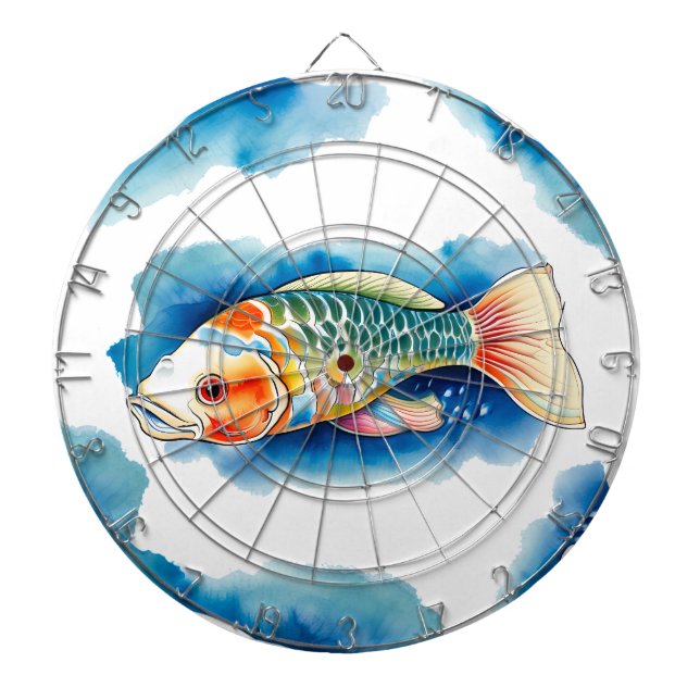 Fléchettes Cible de flechettes - Série aquarelle : Koi Fish (Devant)
