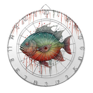 Fléchettes Cible de flechettes - Série aquarelle : Piranha