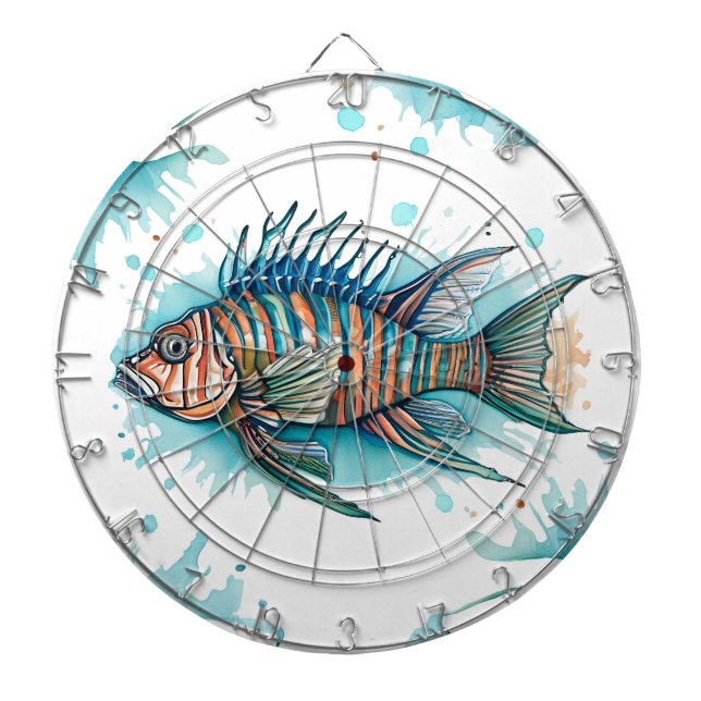 Fléchettes Cible de flechettes - Série d'aquarelle : Poisson- (Devant)