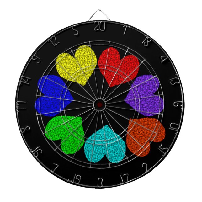 Fléchettes Floral Rainbow Love Hearts Cible de flechettes (Devant)