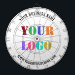 Fléchettes Logo d'entreprise personnalisé et Cible de flechet<br><div class="desc">Couleurs et polices personnalisées - Concevez vos propres tableaux de bord personnalisés avec votre entreprise Logo et nom Site Web ou texte personnalisé Entreprise Promotionnel ou moderne Cible de flechettes personnelle / cadeau - Faites votre propre design - Ajoutez votre logo - Image - Photo ou QR Code / et...</div>