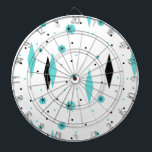 Fléchettes Rétros diamants de turquoise et Cible de<br><div class="desc">Diamants de cette les rétros turquoise et la Cible de flechettes de Starbursts est une nouvelle prise sur un style vintage. Il comporte les starbursts kitschy et noirs sur le pois de turquoise, entourage des formes géométriques, de turquoise et de diamant noir. Customisez la couleur d'arrière - plan sur ce...</div>