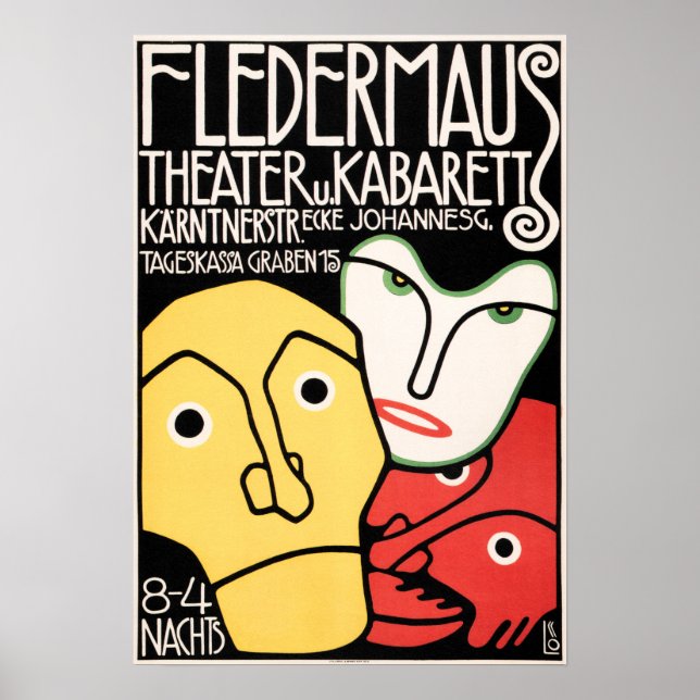 FLEDERMAUS THÉÂTRE & CABARET Art Déco Publicité (Devant)