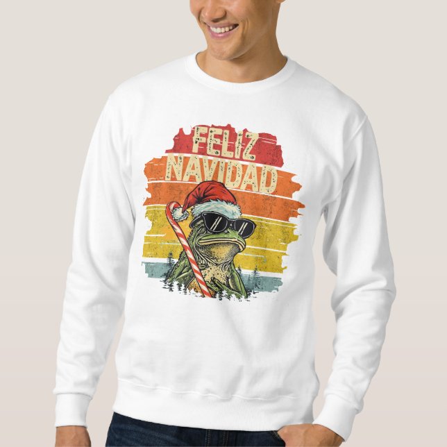 Fleece Navidad Funny Santa Frog Sweatshirt Mens (Devant)