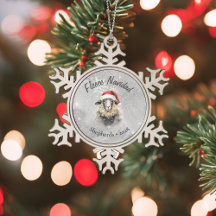 Fleece Navidad Grey Sheep Ornement de flocon de ne