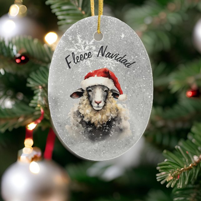 Fleece Navidad Grey Sheep Ornement de Noël (Créateur téléchargé)