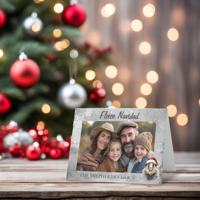 Fleece Navidad Sheep Photo Carte de vacances pliée (Créateur téléchargé)