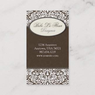Fleur #1C Chic Brown Damask Carte de visite