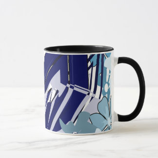 Fleur abstraite de grille bleue — Tasse abstraite 