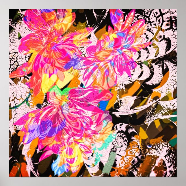 Fleur Abstraite et poster de animal (Devant)