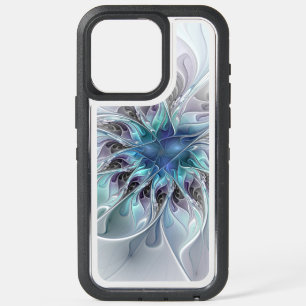 Fleur Abstraite Fractale Moderne Avec Bleu