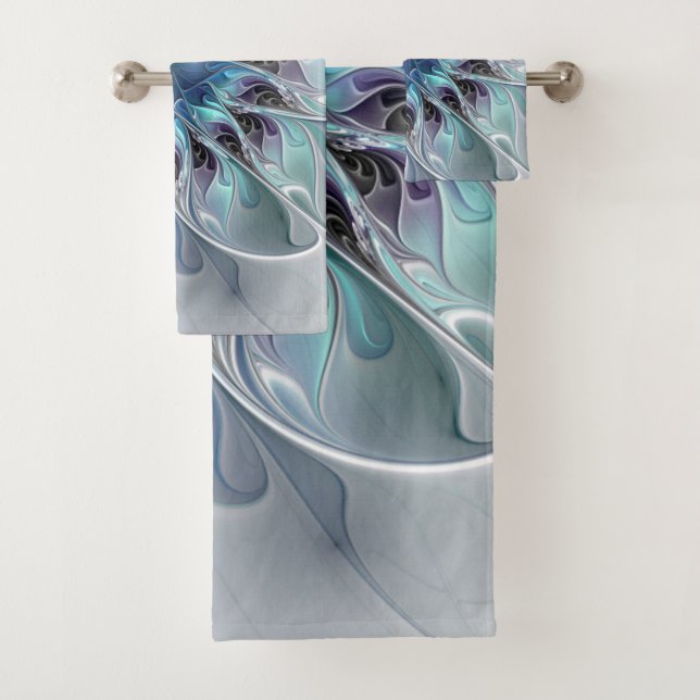 Fleur Abstraite Fractale Moderne Avec Bleu (En situation)