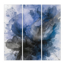 Fleur abstraite grise et bleue élégante