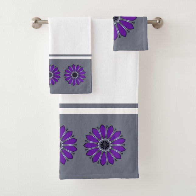 Fleur abstraite grise et violette (En situation)