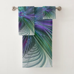Fleur Abstraite Moderne Art Fractal Vert Violet