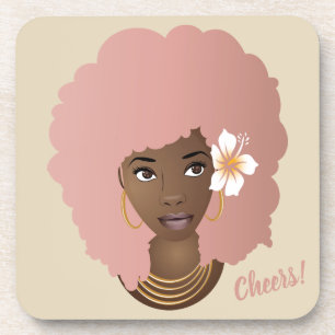 Fleur Afro rose dans ses cheveux, Dessous de verre