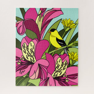 Fleur Alstroemeria et Puzzle Goldfinch