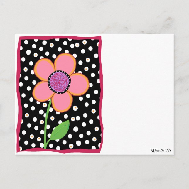 Fleur amusante avec des points Carte postale (Devant)